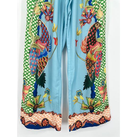 Rotimia Gilly Bird Floral Print Wide Leg Pant Elastic Waist Boho Palazzo Printed - Picture 5 of 9